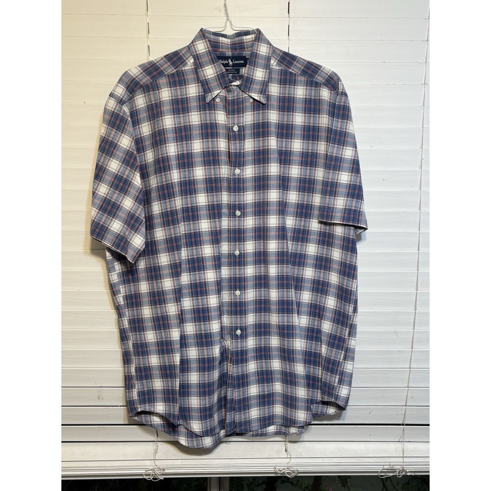 Ralph Lauren Multi Color Check Men's Blake Button Up Shirt Large Short Sleeve